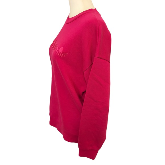 Adidas Hot Pink Crewneck Sweatshirt Oversized XS Embossed‎ Logo Athletic - Picture 4 of 6